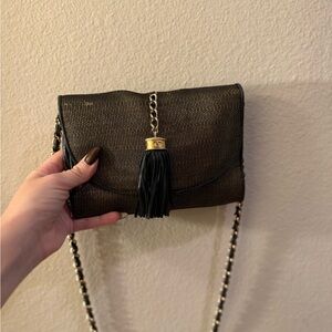 CHANEL Black and Gold Crossbody Bag